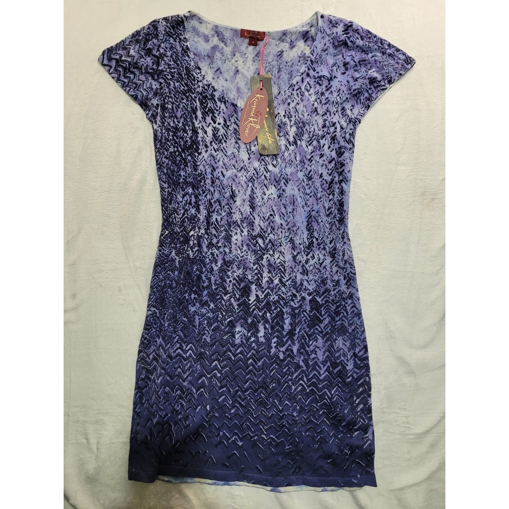 NWT Krimson Klover‎ Knit Dress Womens Small Purple Ombre Chevron V-Neck